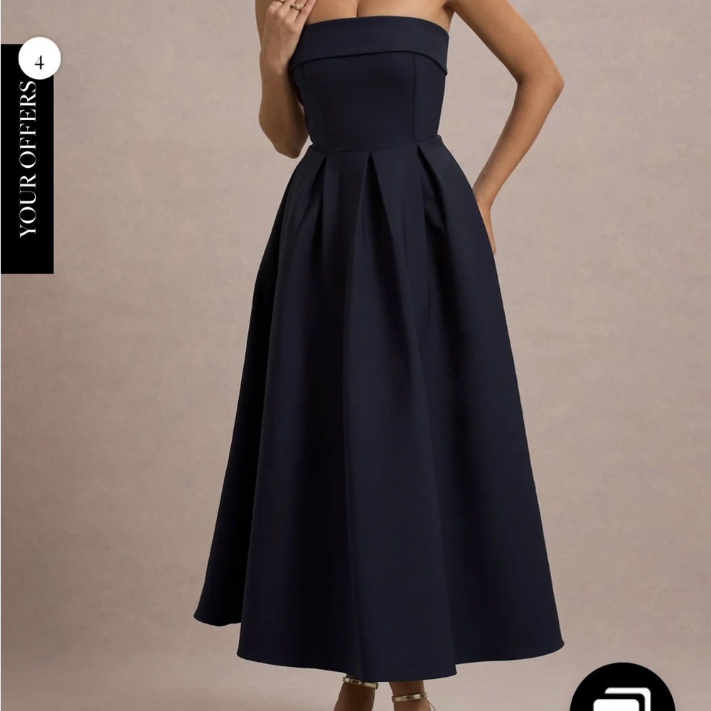 Elegant Navy Strapless Dress
